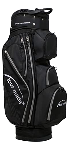 Tour Made Ultralight Golfbag Cartbag I nur 2kg I 14fach durchgehende Unterteilung I Golf Bag Golftasche Herren & Damen (schwarz-grau)