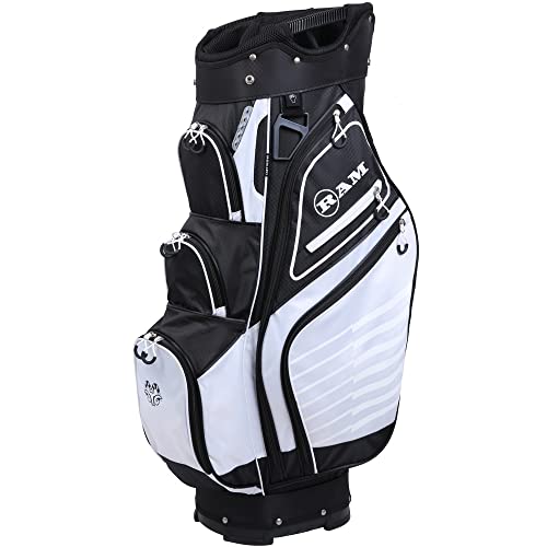 Ram Golf ACCUBAR CARTBAG/Trolley Tasche MIT 14-Fach UNTERTEILUNG IN VOLLER LÄNGE, SCHWARZ/WEIß