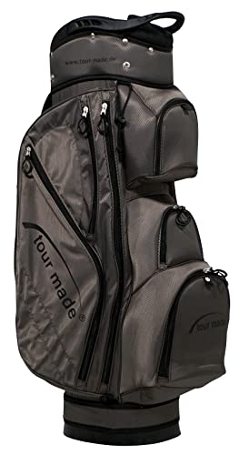 Tour Made ultralight Golfbag Cartbag I nur 2kg I 14fach durchgehende Unterteilung I Golf Bag Golftasche Herren & Damen (grau-schwarz)