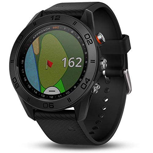 Garmin Approach S60 GPS-Golf-Uhr mit Schwarz Silikon Band, Schwarz, 3.05 cm