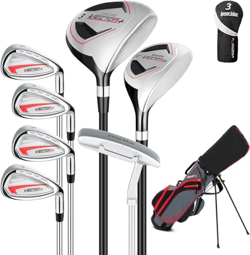 XKISS Komplettes Golfschläger Set Herren,8 Teilige Golf Set Linkshänder,Inklusive Stand Bag mit Regenhaube,3# Fairway Wood mit Head Covers, 5# Hybrid, 5#, 7#, 9# S# Eisen und Putter